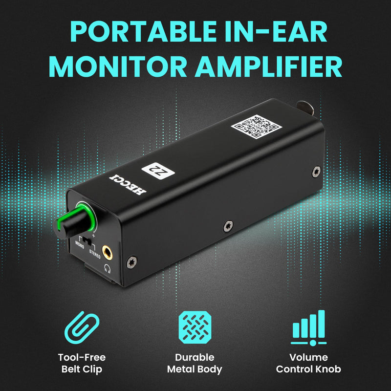 Z2 Wired Portable in Ear Monitor Amplifier, Headphone Amp with XLR and TRS Output, Headphone Amplifier with Stereo/Mono Switch for Keyboardists, Drummers, Guitar