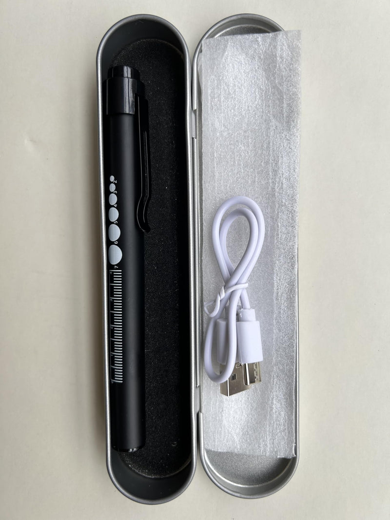 LEKIA Medical Pupil Light, Diagnostic Light, Nurse Emergency Service Accessories with Pupil Measuring Device and Ruler, Rechargeable USB LED Penlight for Nurses, Student Doctors, 1 Piece, Black