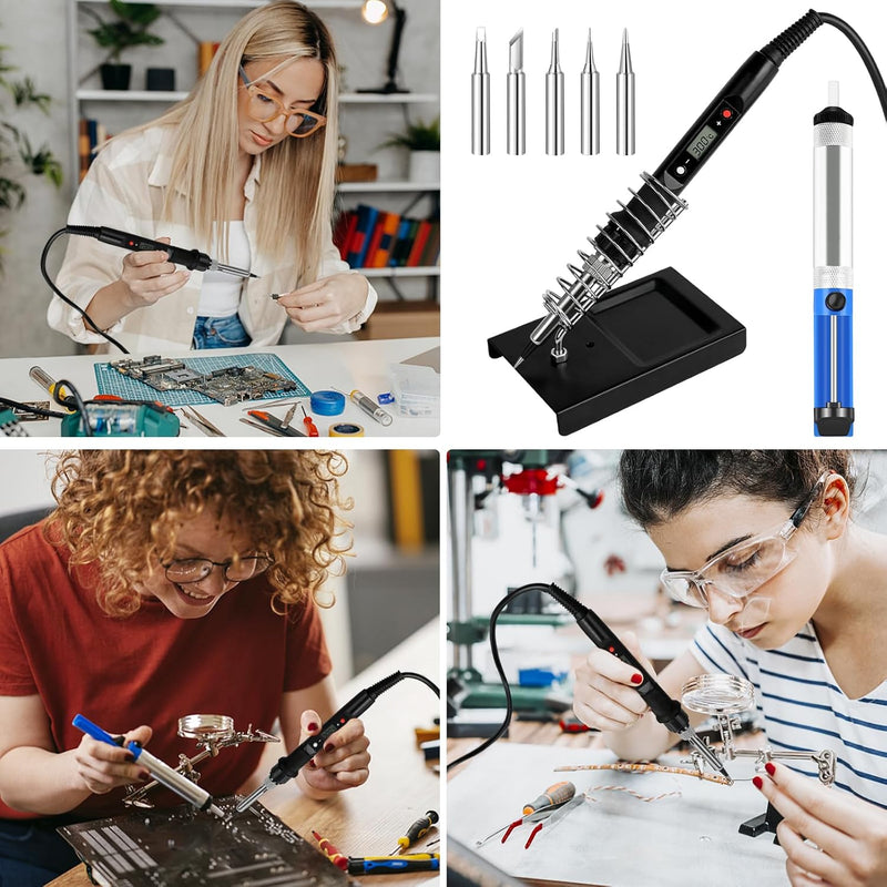 Electric Soldering Iron Set - 80W Soldering Iron Soldering Set, on Soldering Iron, Adjustable Temperature 180℃-480℃ with Soldering Iron Pen, Soldering Tips, Wood Stove Tips, Burning Iron for Wood and DIY Art
