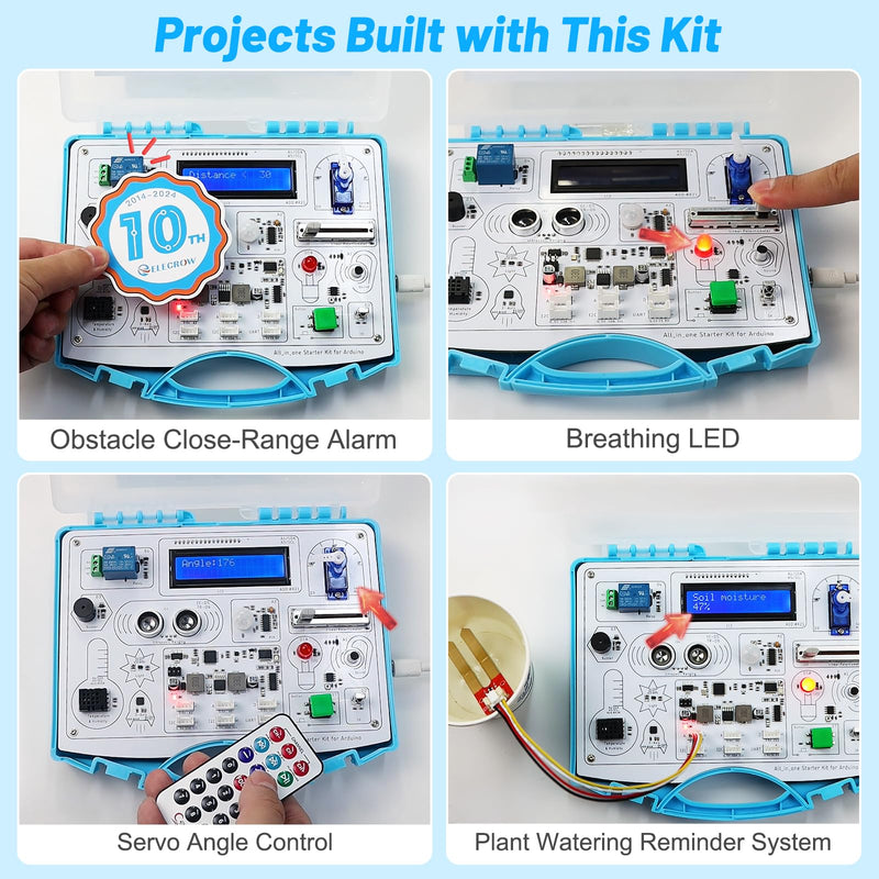 ELECROW All-in-one Starter Common Board Kit Compatible with Arduino Projects, 15 Sensors Modules Kit and Online Tutorials(21 Lessons) All-in-one kit