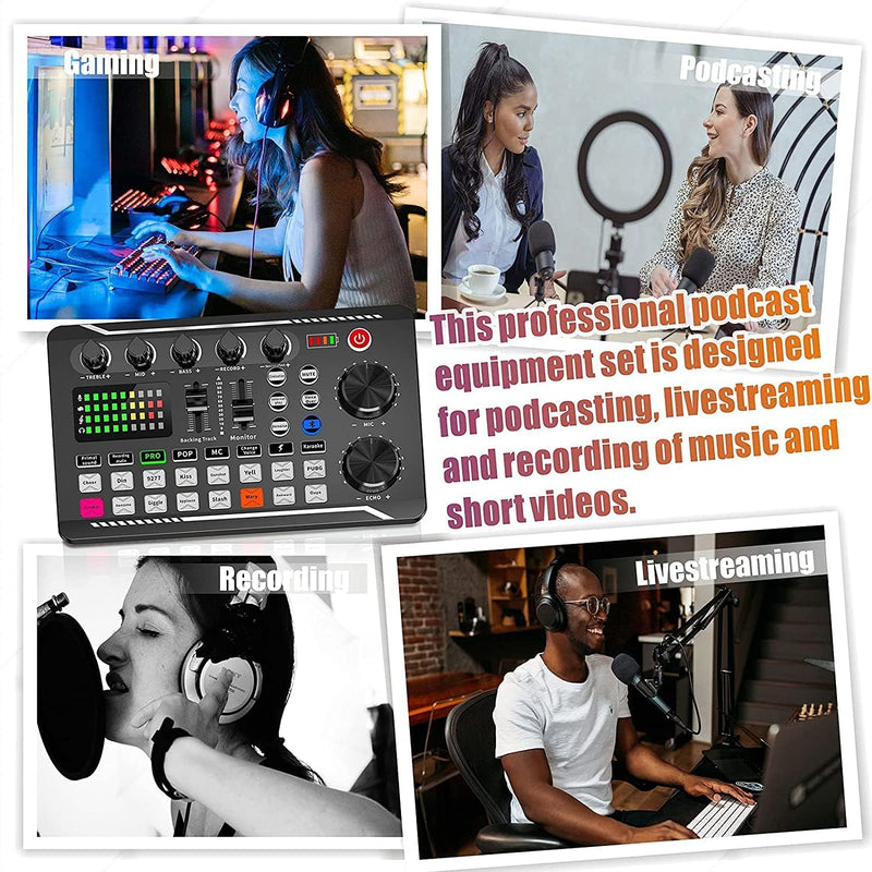 Podcast Equipment Bundle, SINWE Condenser Microphone with Tripod Stand and Professional Audio Mixer for Studio Recording Vocals, Voice Overs, Streaming Broadcast and YouTube Videos Livestream Microphone Set