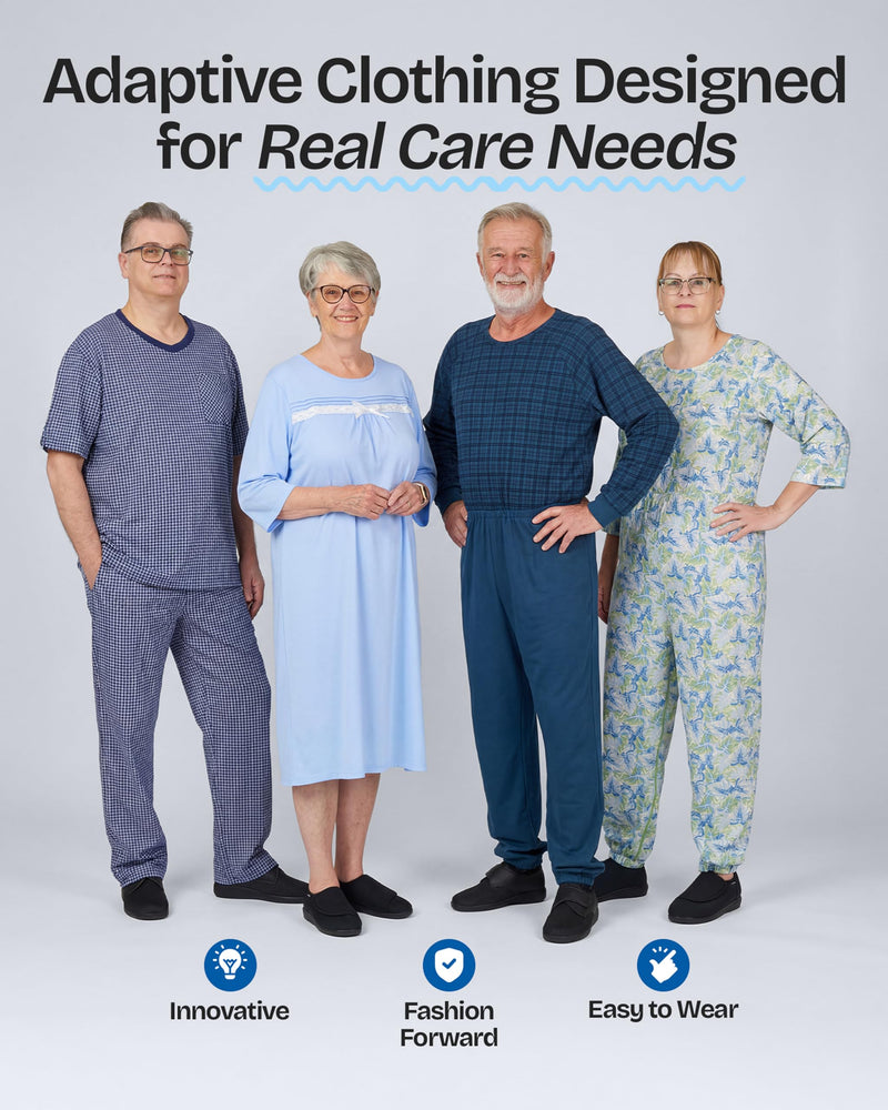 Ovidis Dementia Clothes - Alzheimers Anti-Strip Jumpsuit with Back-Zipper for Elderly Men - Bobby Medium Starlight