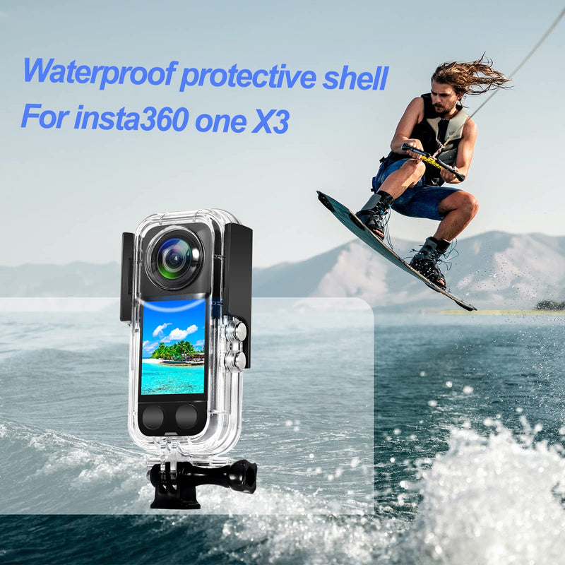 Waterproof Case for Insta 360 one X3 Action Camera, Underwater Diving Protective Housing 40M with Bracket Accessories CNMY-X3FSK-0001