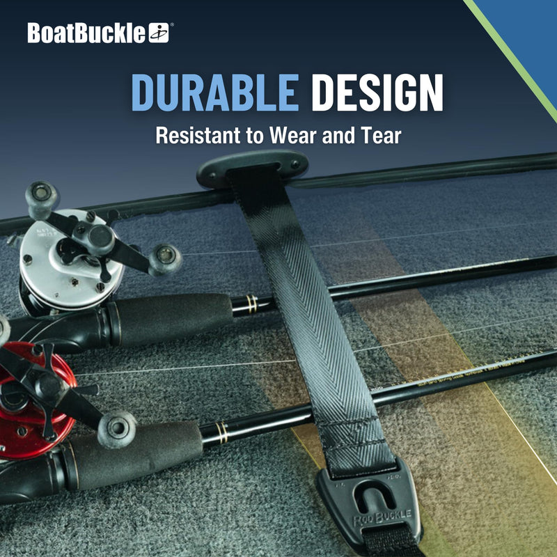 BoatBuckle Gunwale/Deck Mount Retractable Rod Tie-Down, 24-Inch Self-Retracting Fishing Rod Holder for Boats 24-Inch (1-Count)