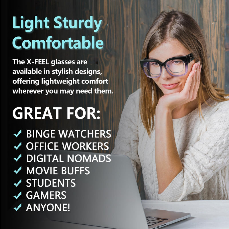 Anti Blue Light Glasses Over Prescription Glasses Fit Over Blue Filter Glasses for Computer/Gaming/TV/Phone/Reading Purple Frame
