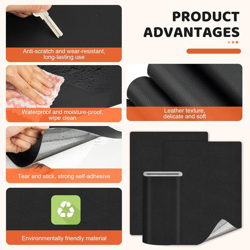 OAZ Self Adhesive Leather Repair Tape, 4X63 inch Leather Repair Patch for Furniture, Leather Repair Kit for Car Seats, Couch, Sofas, Chairs (Black) Black