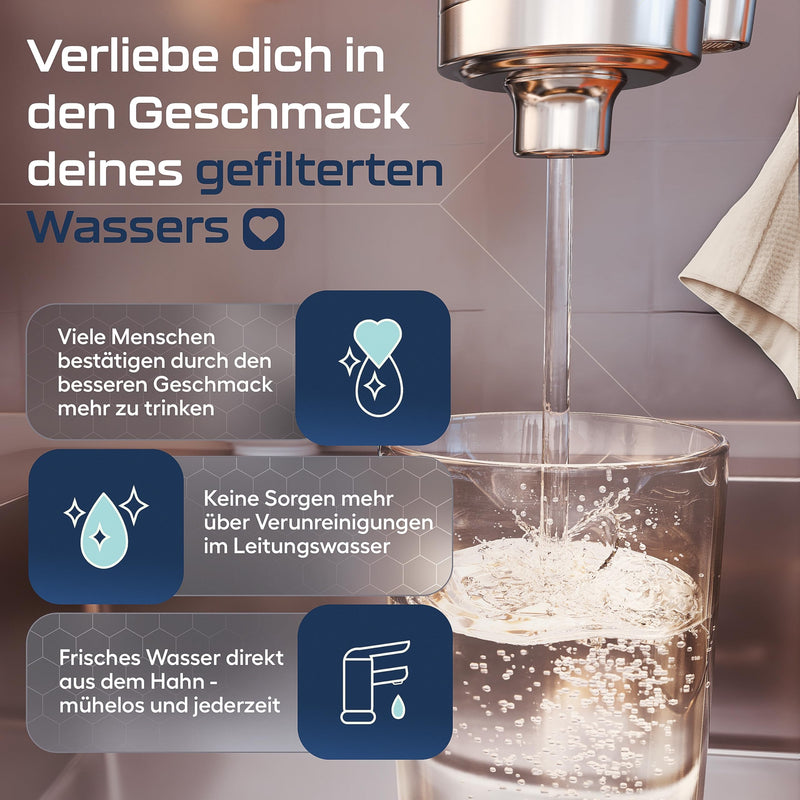 VILTARO® Water Filter Cartridge with Limescale Protection Filter Cartridge for Water Filter Tap Water Filter System with Activated Carbon Filter Made from Sustainable Coconut Shells Activated carbon with limescale protection