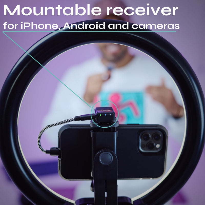 CreatorMic voice-enhancing mini wireless microphone for iPhone/Android/Camera - limiter, voice EQ, noise cancel, echo remove, magnetic mount – lapel mic clip on for video/vlog/YouTube/Tiktok