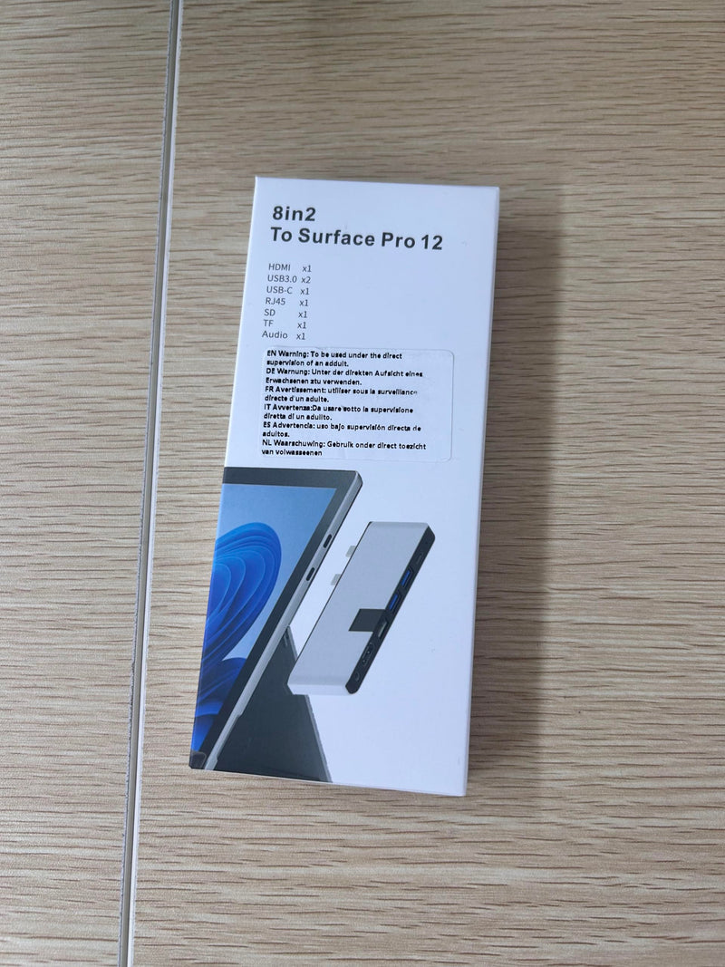 Surface Pro 12 2025 Hub USB C, Surface Pro 12 Hdmi Adapter with 4K HDMI, Thunerbolt 4 (8K Video+Data+100W PD), 2*USB 3.0, 3.5mm Audio, 1 * 100M Ethernet、SD/TF, Hub for Surface Pro 12 inch (2025) Slivery