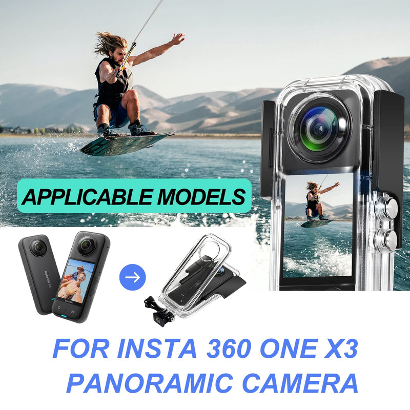 Waterproof Case for Insta 360 one X3 Action Camera, Underwater Diving Protective Housing 40M with Bracket Accessories CNMY-X3FSK-0001