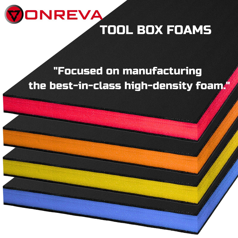ONREVA Tool Box Foam 24x18x1 inch 3Pack, Foam Inserts for Cases, Polyethylene Storage Sheets for Toolbox Hard Case, Tool Shadow Insert, Kaizen Organizer Sheet, Black with Red
