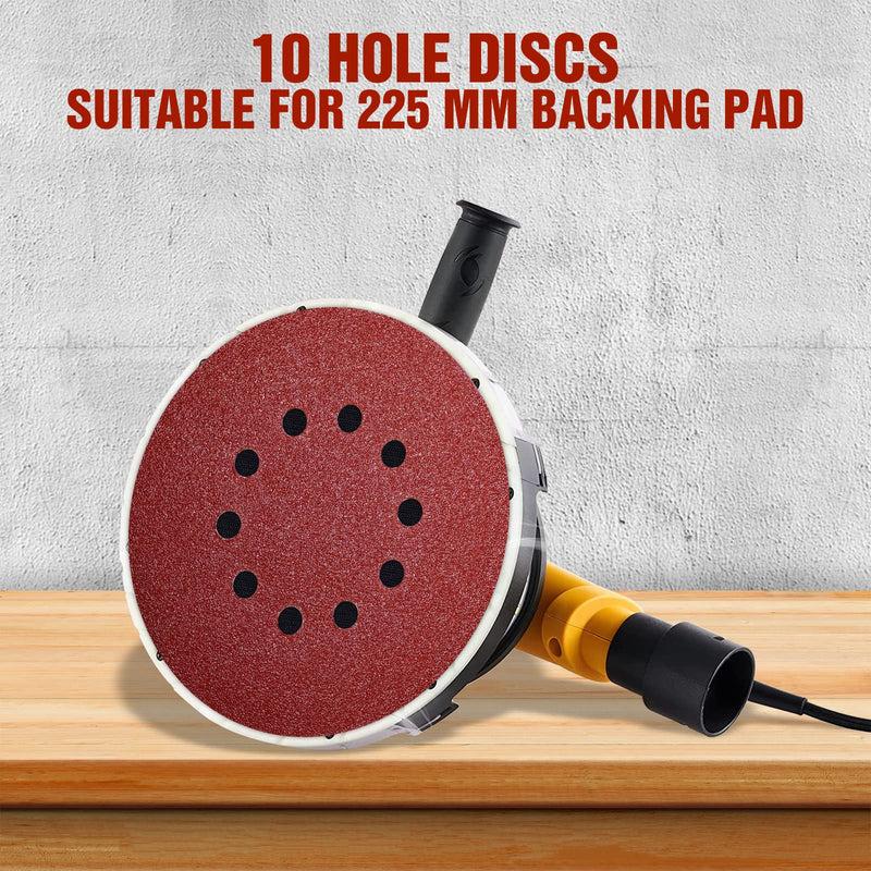 KONGMING Pack of 25 sandpaper 225 mm Velcro sanding discs 225 mm grit P40 10 holes in red for drywall sander eccentric sander sanding giraffe 40 25.0