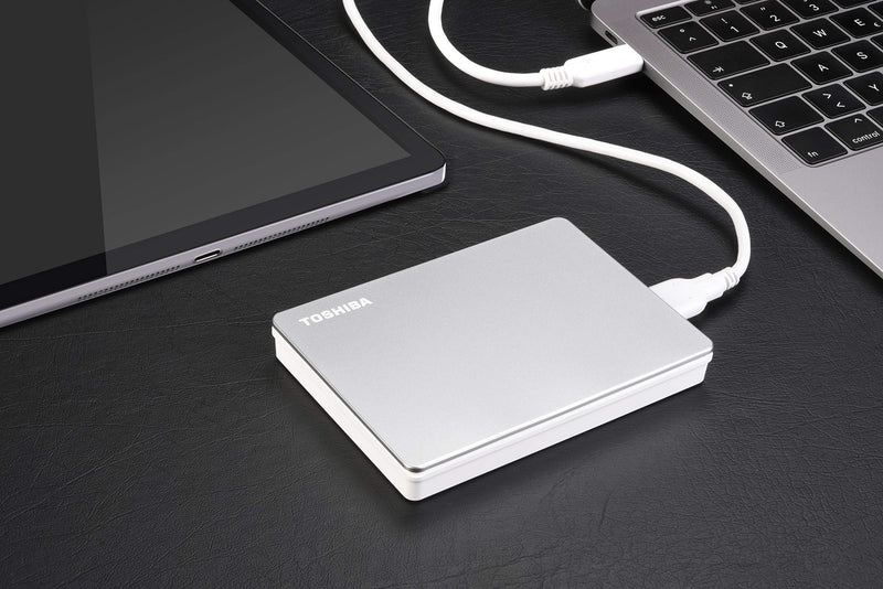 Toshiba Canvio Flex 2TB Portable External Hard Drive USB-C USB 3.0, Silver for PC, Mac, & Tablet - HDTX120XSCAA USB-C & USB 3.0