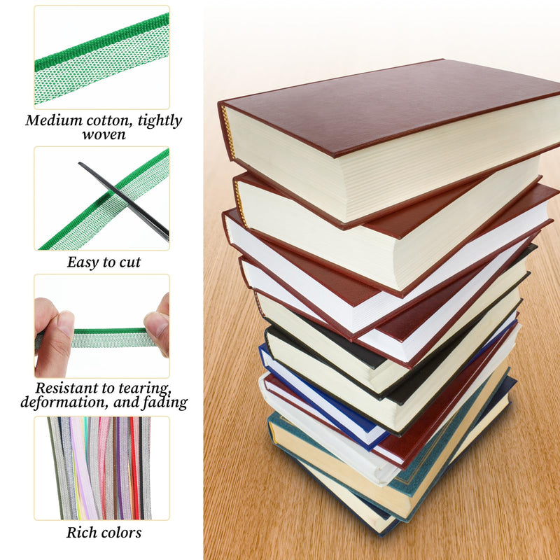 48 Pcs Book Binding Endbands, 12 Inch Cotton Book Headband Binding Kit for Beginners, 24 Colors