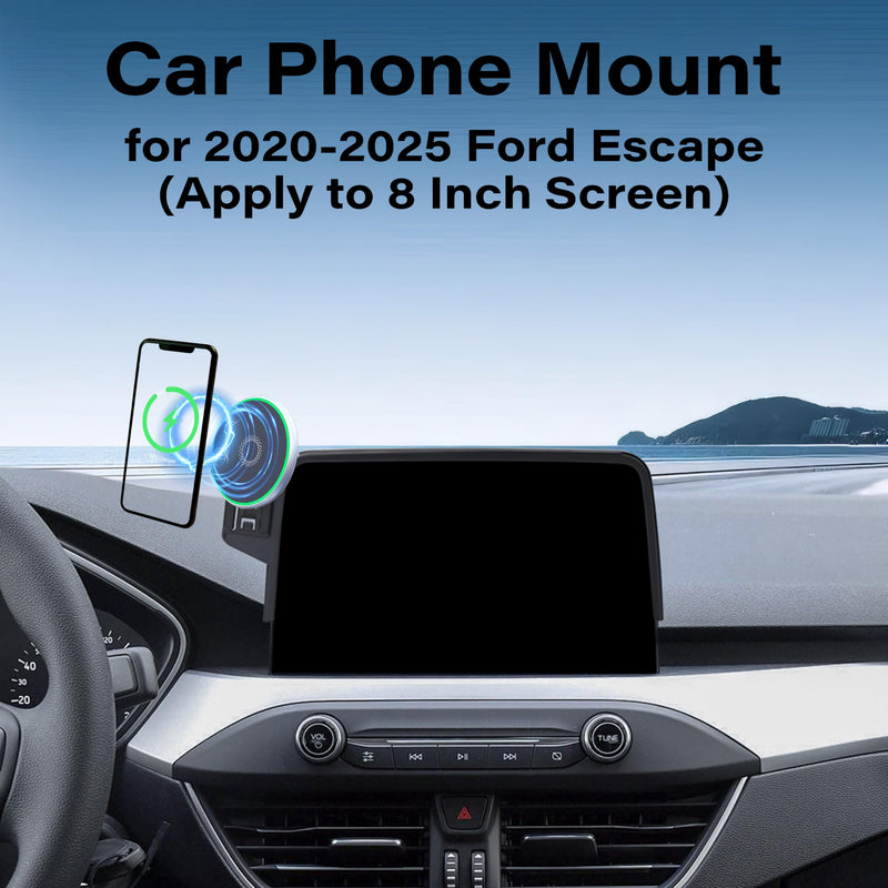 Car Phone Holder for 2020-2025 Ford Escape Accessories Apply to 8 Inch Touch Screen 15W Fast Wireless Charger Screen Fixed Clip Cell Phone Mount Hands-Free 360 Degree Rotation ﻿