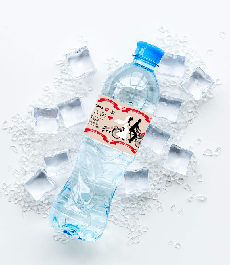 Just Married Water Bottle Labels Happily Ever After 2 x 8 Inch 50 Total Stickers On A Roll