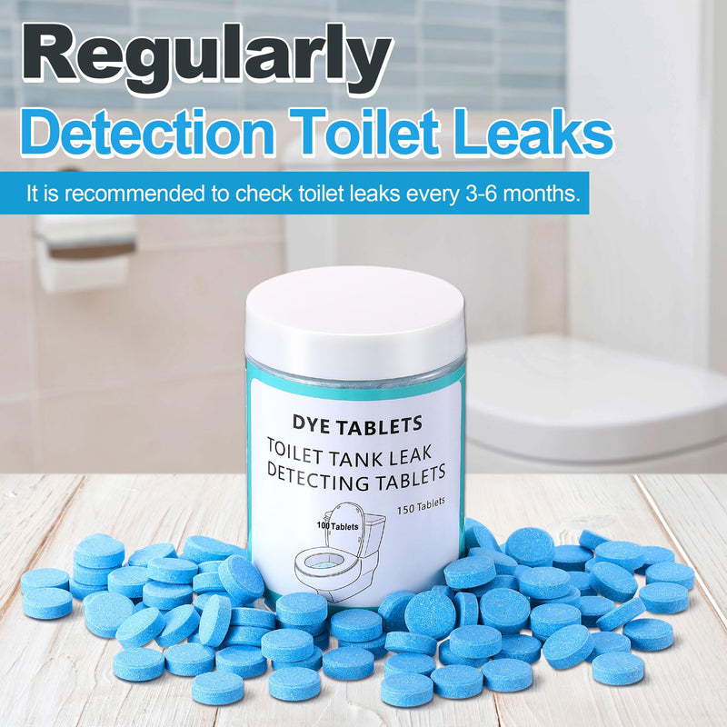 Demissle 150 Pcs Toilet Leak Detection Tablets, Blue Bowl Dye Tablets with Storage Bottle, Detect Silent Tank Leaks, Water Tracer Dye for Bathroom Toilets Detection