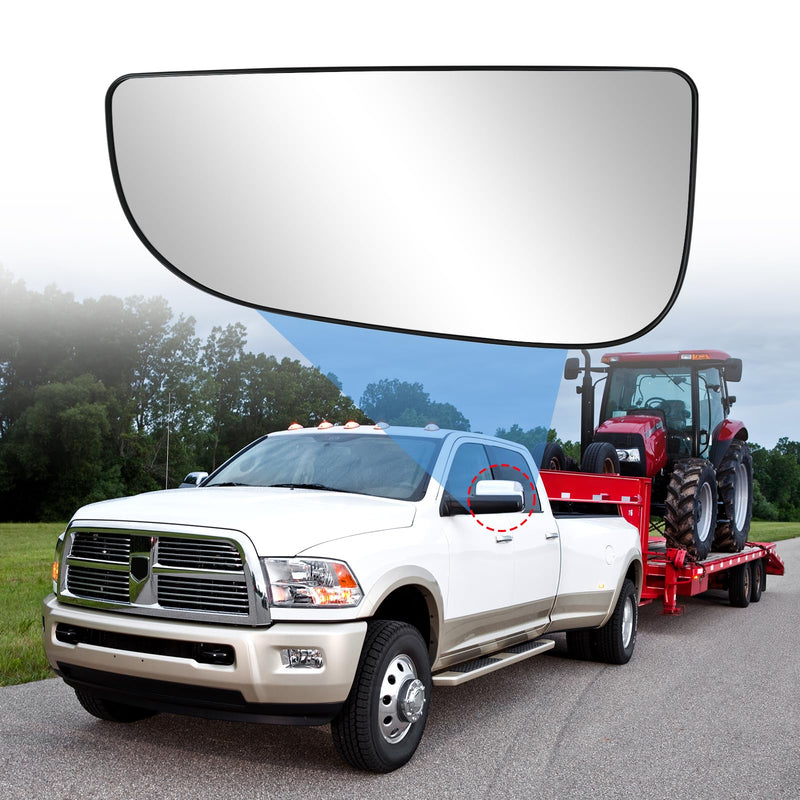 Ram Driver Left Side Lower Mirror Glass Replacement for 2010-2020 Dodge Ram 1500 2500 3500 4500 5500, Towing Mirrors Convex Glass with Rear Mounting Bracket, 68067731AA Driver Side Lower Mirror Glass