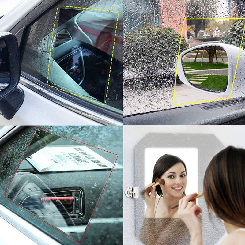 12Pcs Car Rearview Mirror Film, LeeLoon Anti Fog Anti Glare Anti Scratch Anti Mis Rainproof Waterproof HD Nano Clear Protective Sticker Film for Car Mirrors, Side Windows, Safe Driving