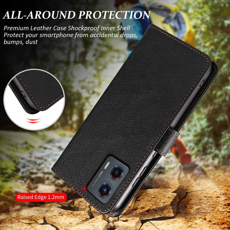 JanCalm for Moto G 5G 2023 Case Wallet,[RFID Blocking][Card Holder/Cash Slots][Kickstand][Magnetic Clasp] Leather Protective Shockproof Phone Folio Flip Cases Cover for Moto G 5G (2023) (Black) for Moto G 5G (2023) Black