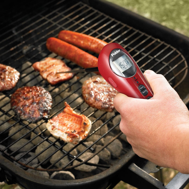 Polder Safe Serve Instant Read Thermometer with Torch, Red