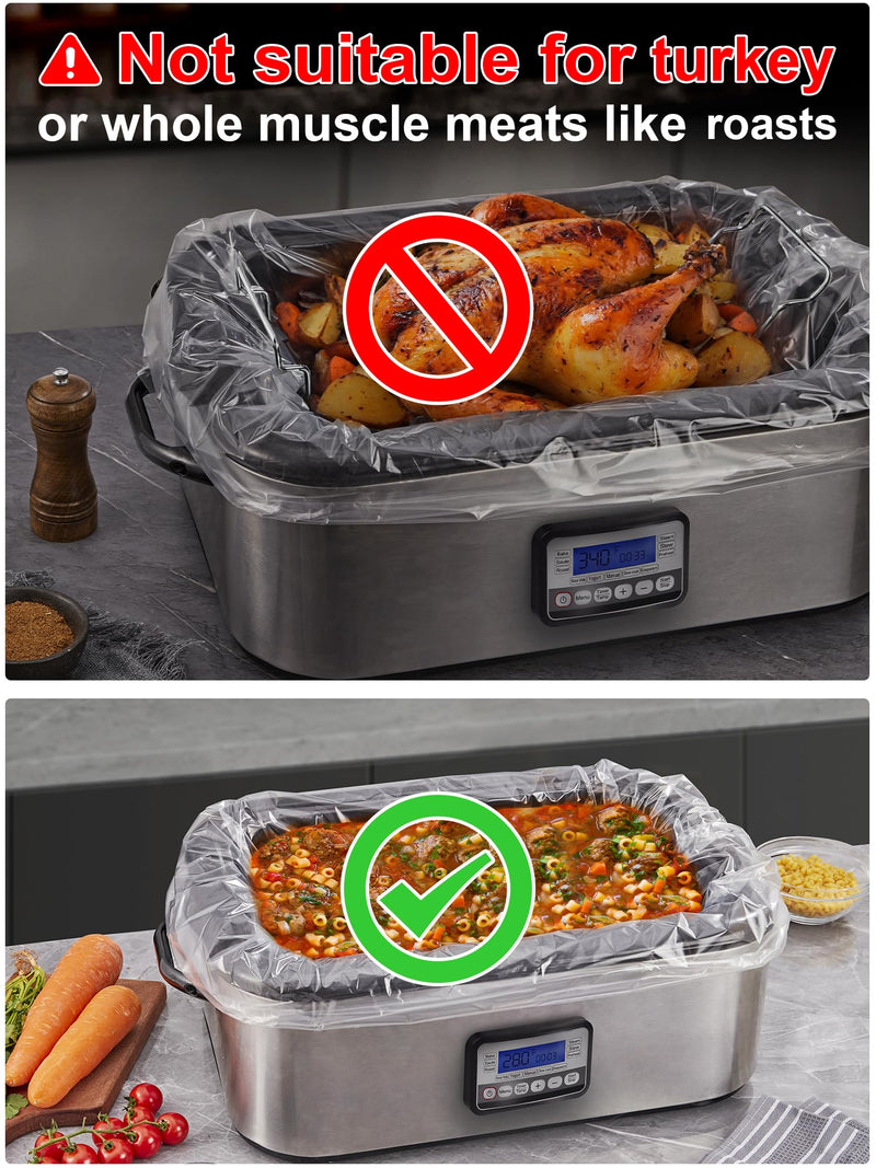 SMARTAKE Electric Roaster Liners, 20 Count Disposable Roaster Liners, Fits 16, 18, 22 Quart Roasters, Roaster Pan Oven Liners Plastic Cooking Bags for Instant Cleanup, 18 x 34 Inch 20-Pack
