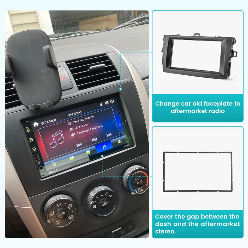 Double DIN Radio Dash Kits for Toyota Corolla 2009-2013, Double Din Radio Mount Housing Bracket Installation Trim Bezel Kit Installation Aftermarket Stereo