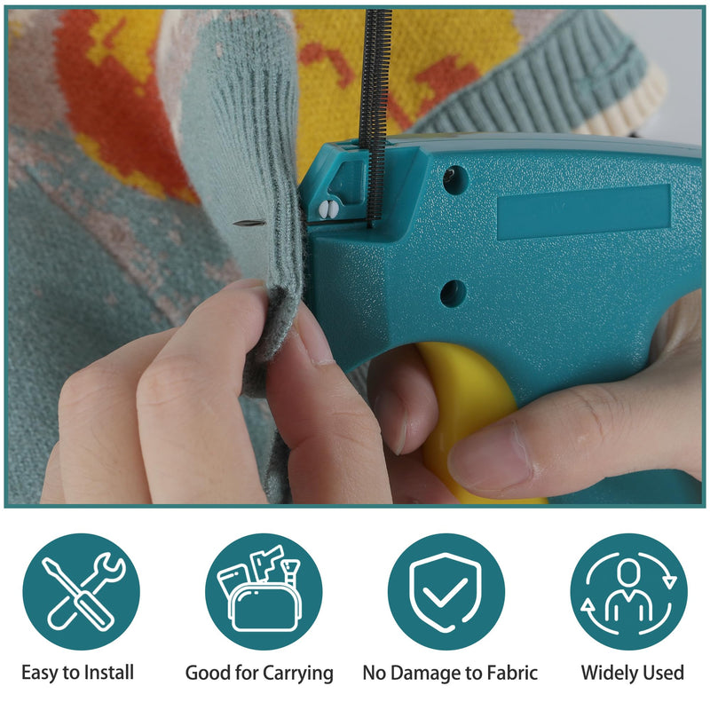 Stitch Gun For Clothes, Easy Sewing Kit for Adults with 2 Needle, 1000 White &1000 Black Fasteners, Tagging Gun, Green Green&Yellow