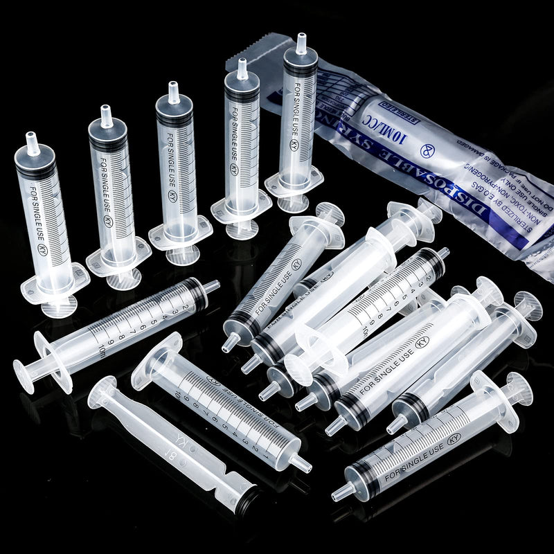 20 pack 10 ml syringe sterile syringes with lid, plastic syringes with cap, plastic syringe liquid syringe feeding syringe for newborn animals, syringes for epoxy resin laboratories dispensing
