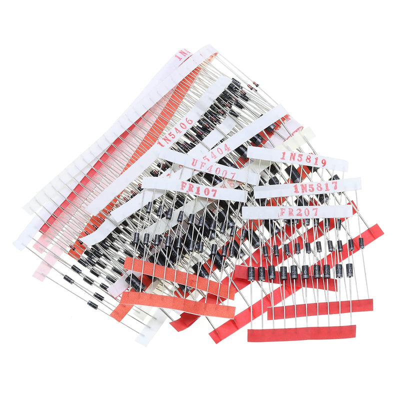 Aukenien 14 value 300 pieces of diodes KIT rectifier switch switch Schottky diode set 1N4001 1N4004 1N5406 1N5408 1N5819 1N5822 Fr107 fr207 RL207 UF4007 Diodes - 14
