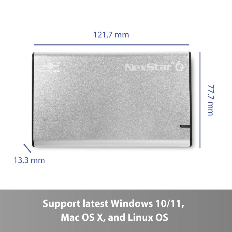 NexStar 6G, 2.5” SATA III to USB 3.2 Gen1 External SSD/HDD Enclosure, ID: Silver