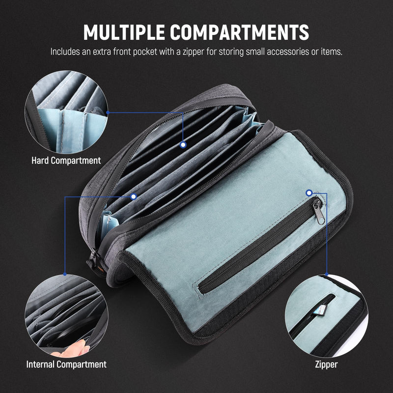 Neewer Camera Lens Filter Case with Water Resistant Hard Shell, 6 Soft Pockets, Shoulder Strap, Pro Photography Filter Bag Storage Pouch for 4''x 4'', 4''x 5.65'' Square, 95mm Circular Filters, PB025