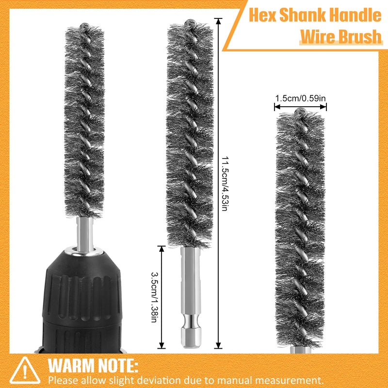 Geiserailie Bore Brush Bristles Wire Brush for Power Drill Cleaning Wire with Hex Shank Handle for Power Drill Cleaning (40 Pieces,Stainless Steel) 40 Stainless Steel