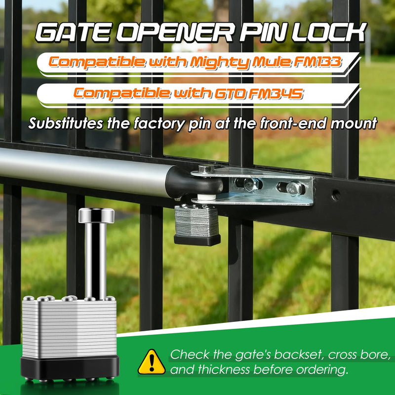 Feekoon 2 Pack Gate Operator Security Pin Lock, Compatible with Mighty Mule FM133, Compatible with GTO FM345, Replace Front Mount Security Pin for Automatic Swing Gate Opener, Theft Prevention (Black) Black