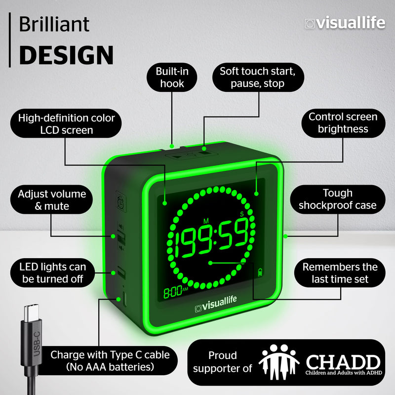 Visual Timer for Kids, Adults, ADHD, Autism & Dyslexia - New Timed Color Cues Anchor Focus, Track Progress & Guide Transitions - For Home, Teacher Classrooms, Homeschool, Business & Groups