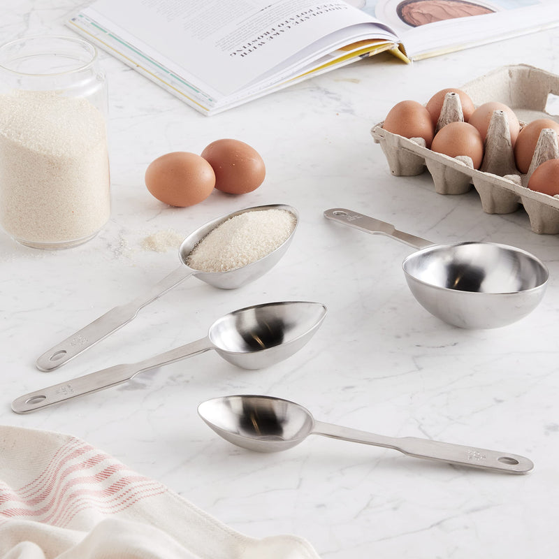 Norpro Stainless Steel 4 Pc Measuring Cup Scoop Shaped Set Metric Equivalents, Silver, 10.5 x 3.5 x 2 inches