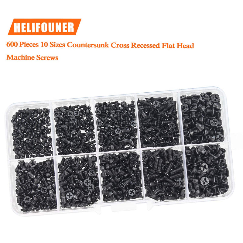 600 Pieces M2 M2.5 M3 Phillips Flat Head Screws, Electronic Repair Screws for SSD, Laptop Notebook Computer