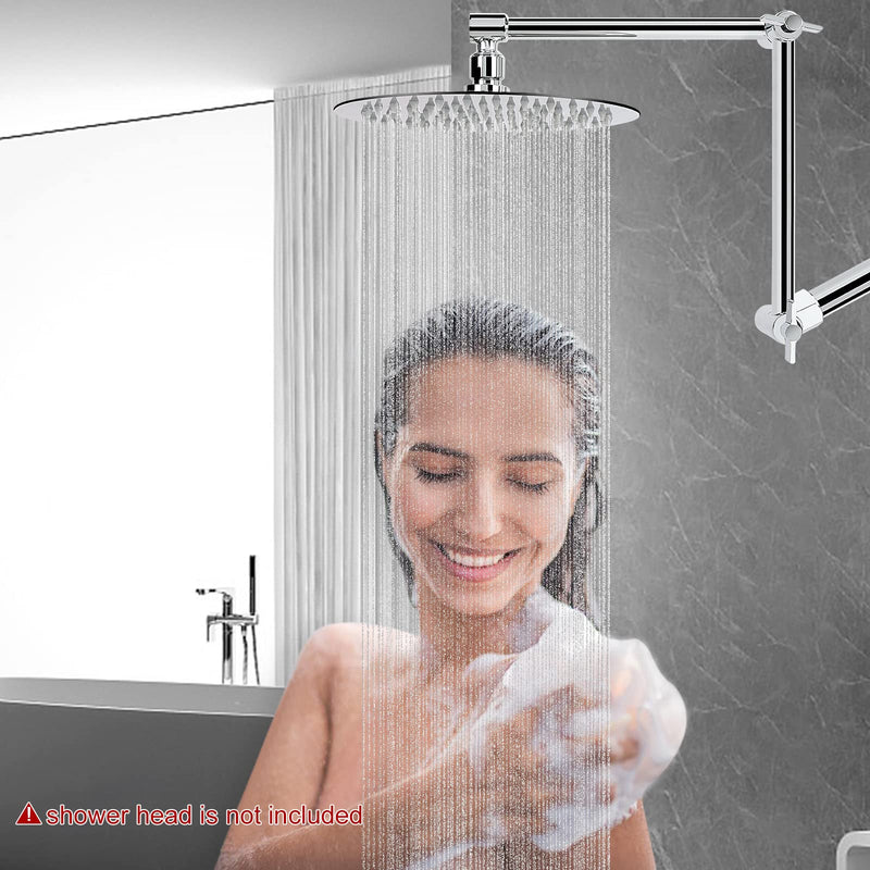 NearMoon Adjustable Shower Arm, Shower Extension Arm Universal Connection, Rise or Lower Shower Head, Adjust Height/Angle to Upgrade Shower Experience, Anti-Leak, 16 Inch (Chrome) Chrome