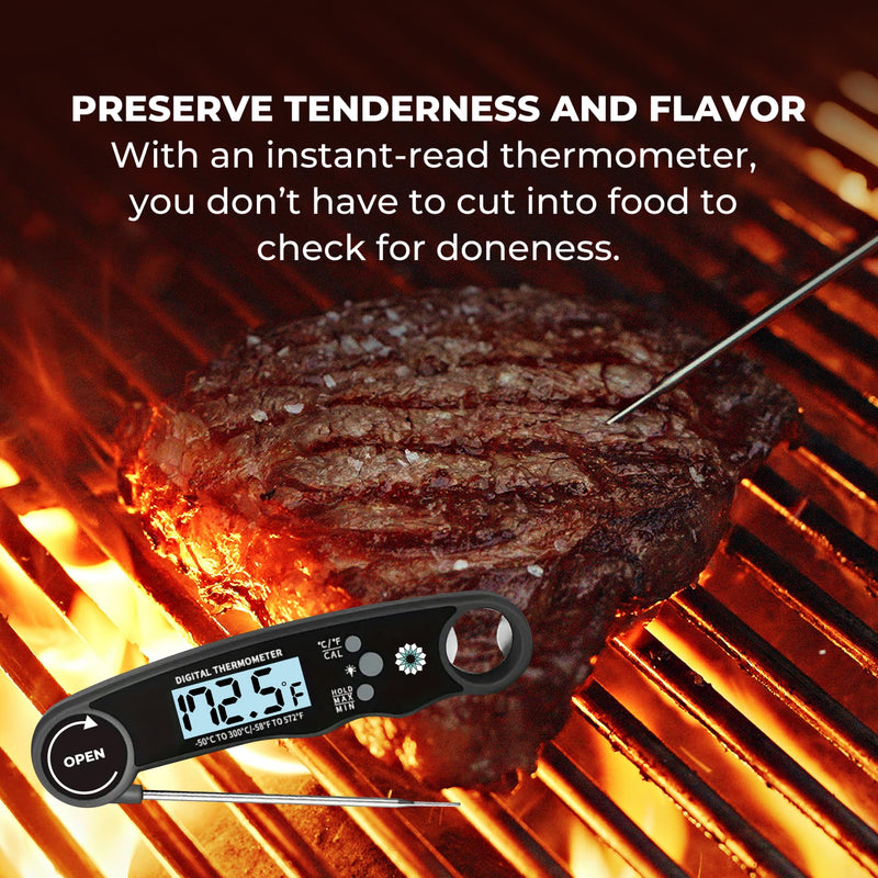 Cathy Yoder's Meat Thermometer Digital, Instant Read Food Thermometer for Cooking in Air Fryer Oven, BBQ, Grill & Baking. Measure Internal Temperatures Probe Easy Display Kitchen Grilling Accessories