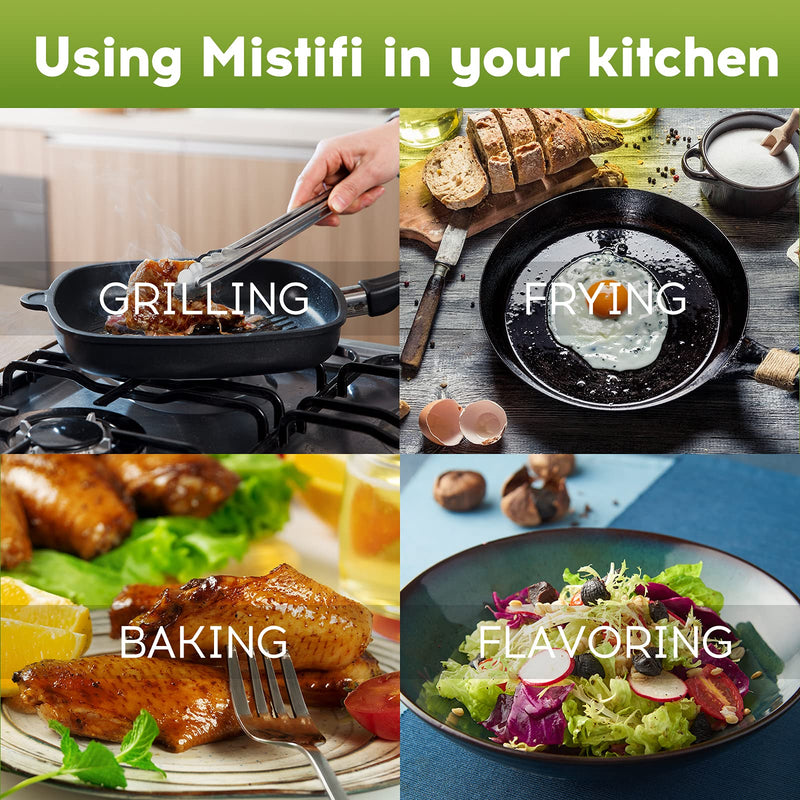 Mistifi Oliver Oil Sprayer for cooking, Spray bottle 6oz, Non-Aerosol Refillable Dispenser Oil Mister (set of 2) Set