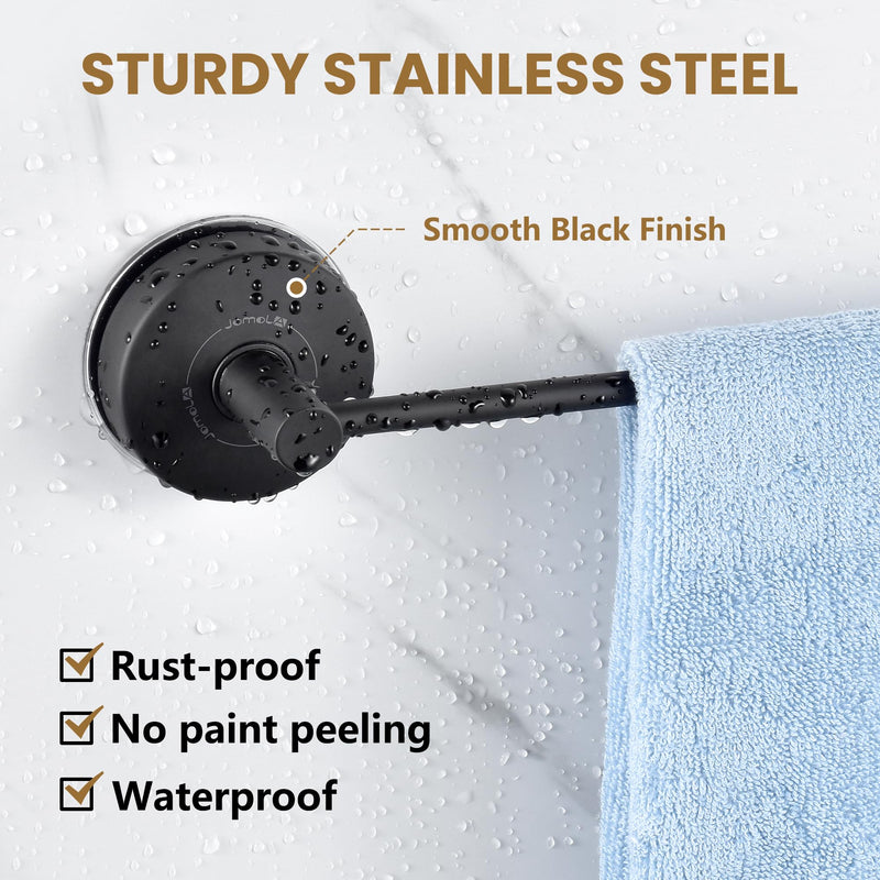 JOMOLA Towel Bar Suction Hand Towel Rack for Bathroom Stainless Steel Kitchen Towel Rail Holder Storage Hanger No Drilling Towel Bar Matte Black,22 inches 22 inch