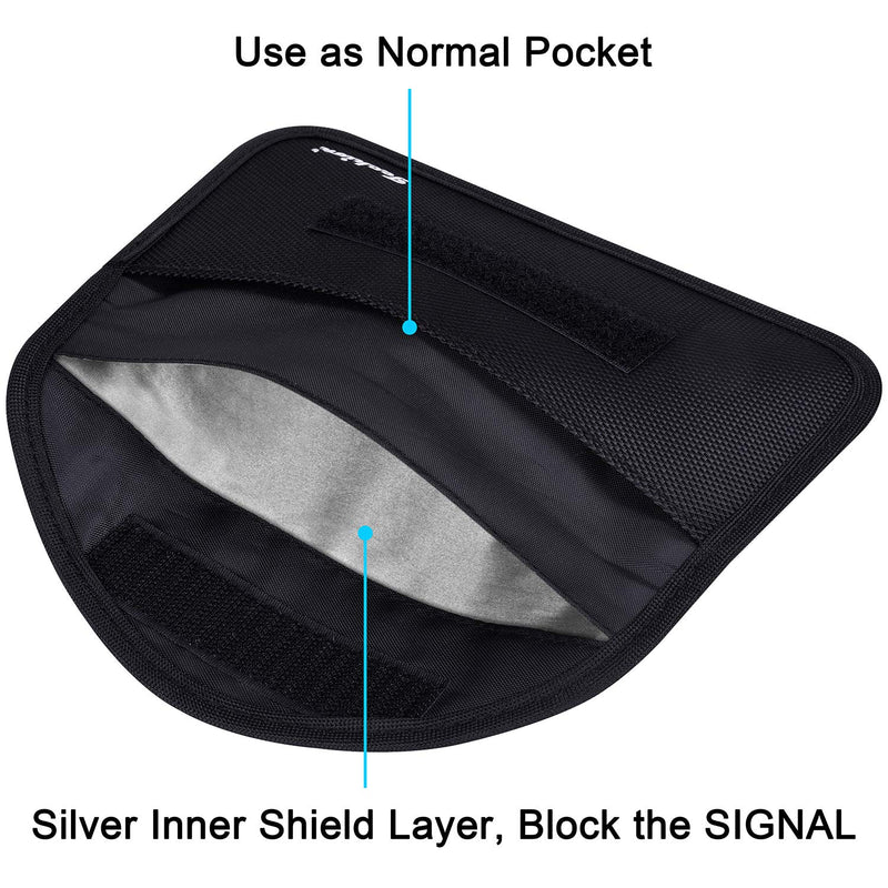 Signal Blocking Bag, Techion 2 Pack RFID Faraday Bag Shield Pouch Cage Box Wallet Case for Cell Phone and Car Key FOB, Privacy Protection, Anti-Hacking - Black