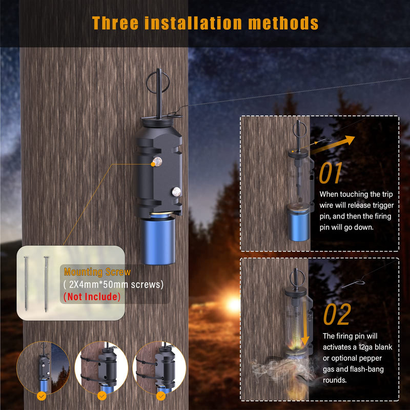 Trip Alarm, Perimeter Trip Alarm, 12 Gauge Camping Trip Wire Alarm Device, Early Warning Security System for Camping and Property Safety/Bear Deterrent,Camping Safety Trip Alarm (2 Pack 12GA) 2 Pack 12GA
