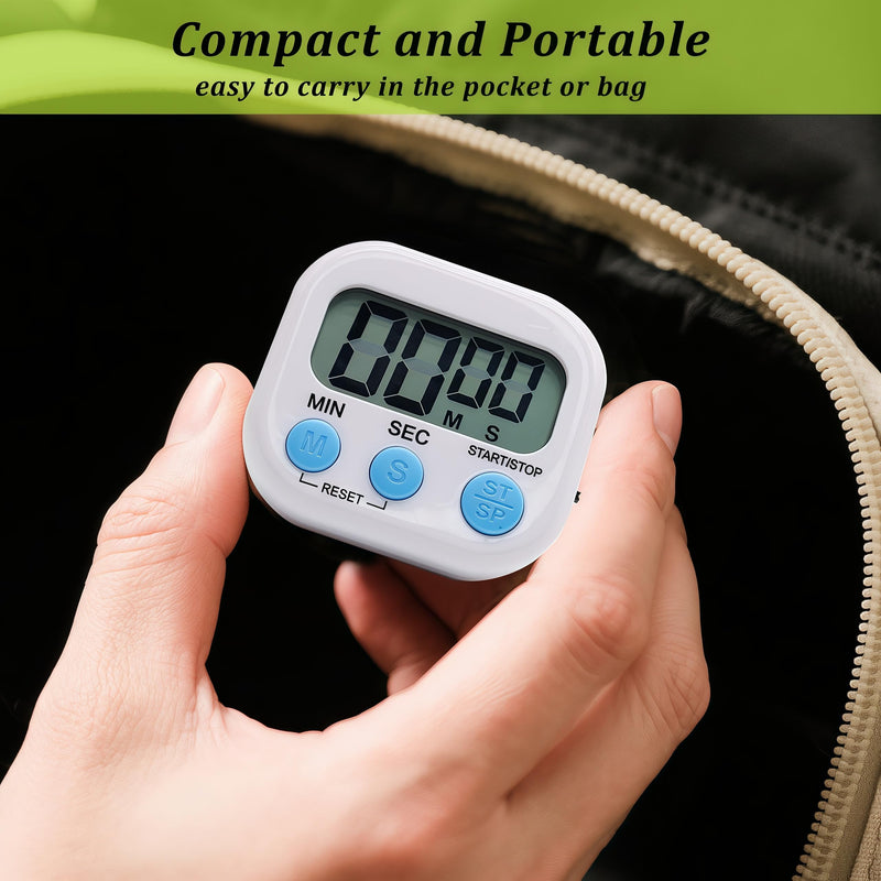 12 Pack Multi-Function Electronic Timer - Kitchen Timer,Magnetic Digital Timers,Big LCD Display, ON/Off Switch,Extensively Use in Cooking,Gym, Meeting, Classroom,Kitchen,Study,Work,Outdoor Activities 12
