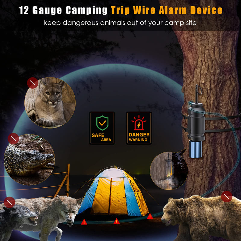 Trip Alarm, Perimeter Trip Alarm, 12 Gauge Camping Trip Wire Alarm Device, Early Warning Security System for Camping and Property Safety/Bear Deterrent,Camping Safety Trip Alarm (2 Pack 12GA) 2 Pack 12GA