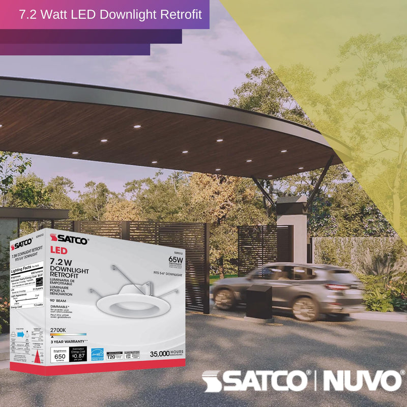 Satco S39312, 7.2 Watt LED Downlight Retrofit; 5-6 Inches; (2 LED Light Fixtures)