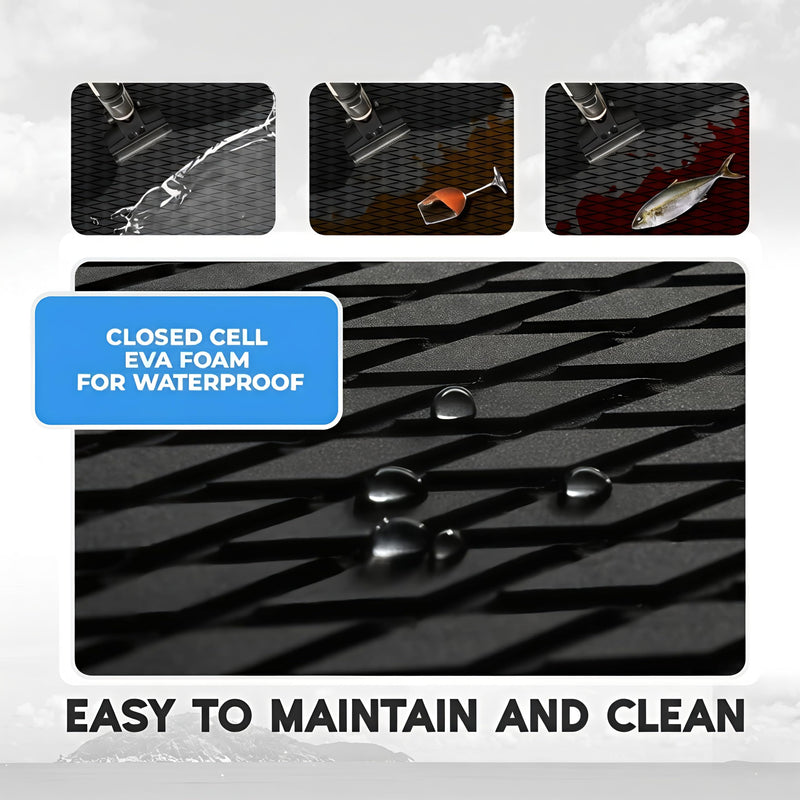 FOCEAN Boat Flooring - EVA Foam Sea Boat Decking Small Diamond Marine Deck Mats for Bass Boats Pontoon Boats Jon Boats RV Yacht Kayak Floor Black 94" * 15"