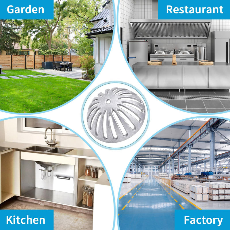 Floor Sink Strainer Heavy Duty Aluminum Dome Sink Drain Strainer Floor Drain Cover for Kitchen, Restaurant, Bar, Buffet or Food Service 12" Floor. 5-1/4" Diameter x 2-1/4"H（3PCS） 3
