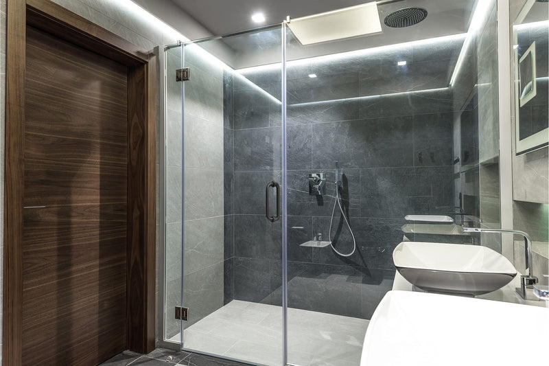 CKB 8" Shower Door Handle, Compatible with 1/4" (6mm) to 1/2" (12mm) Thick, Stainless Steel Double Side Door Pull, Matte Black 8"(Hole to Hole)