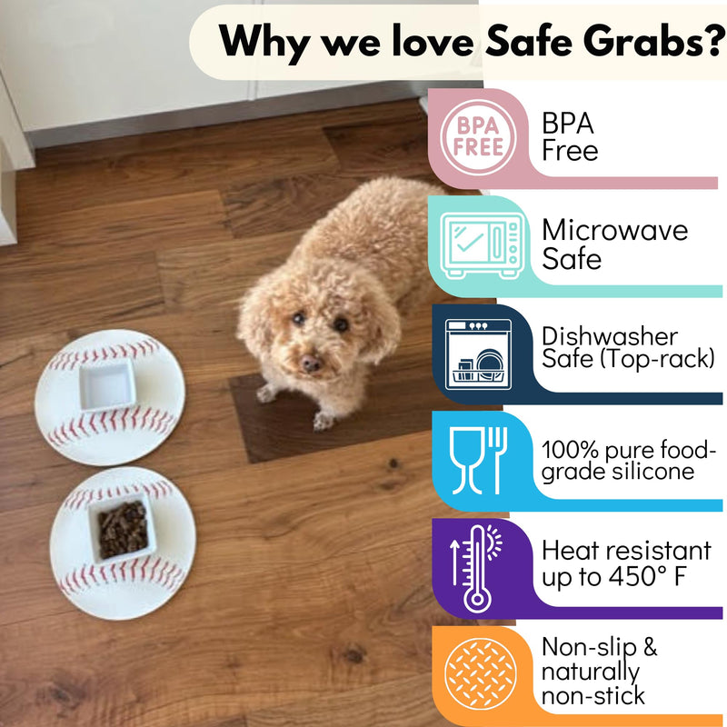 Safe Grabs: Original Microwave Mat as Seen on Shark Tank | Splatter Guard, Trivet, Hot Pad, Pot Holder, Minimize Mess (BPA Free, Heat Resistant, Dishwasher Safe), Baseball Safe Grabs (10" & 12")